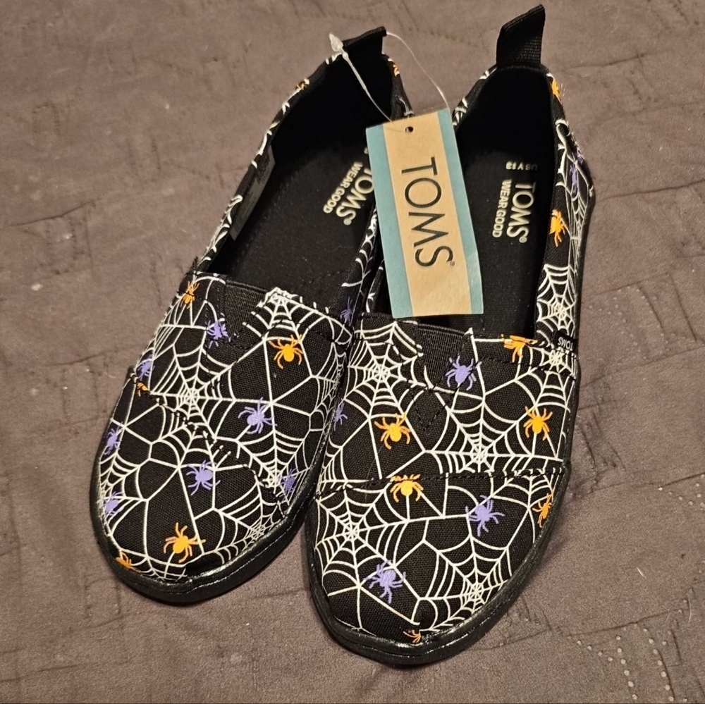 TOMS Halloween Glow in the Dark Spiderweb Alpargata shoes